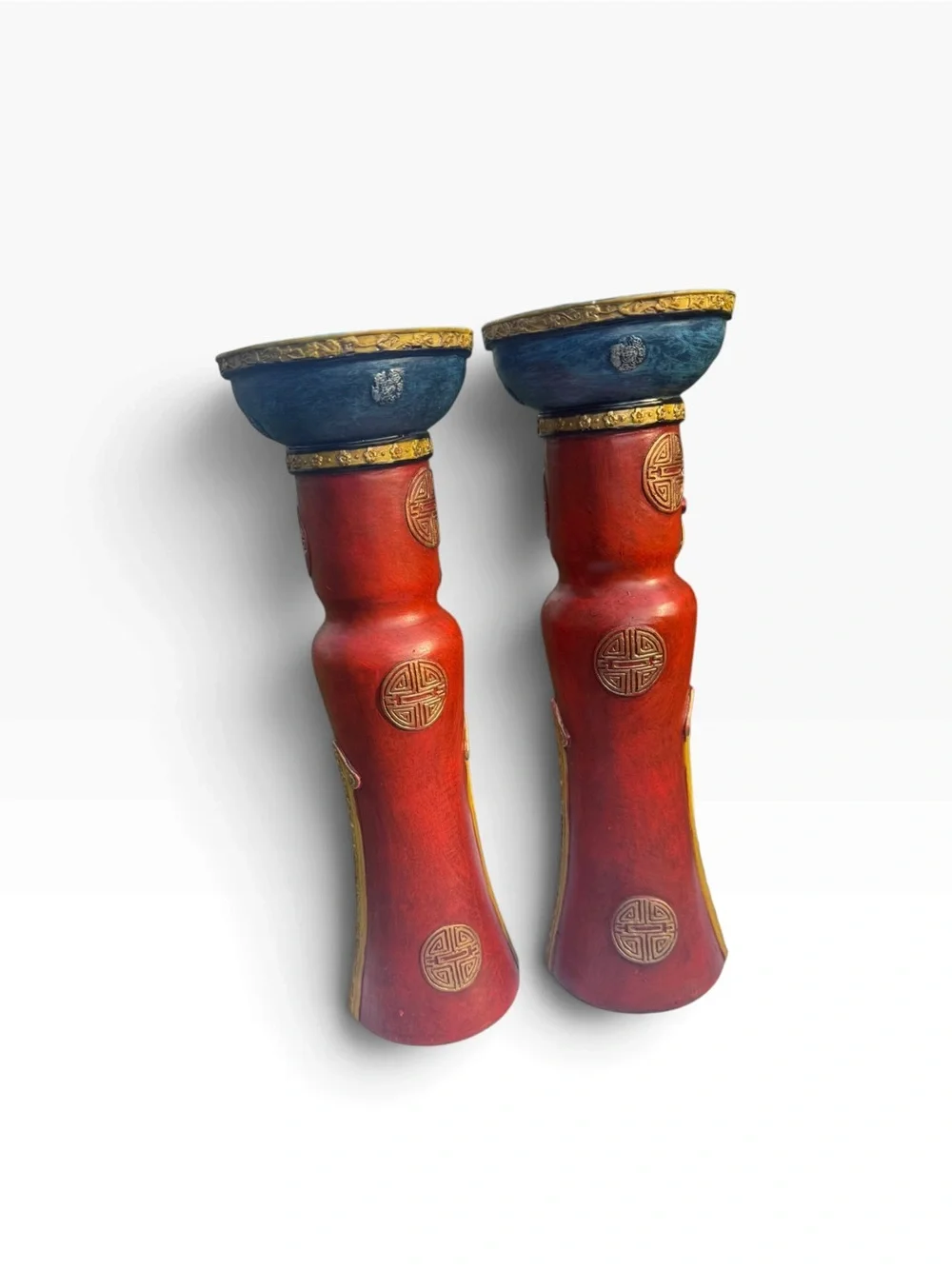 Bohemian Red and Blue Accent Candle Holders- Brand: Hobby Lobby